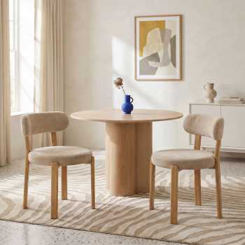 Izzy - Lot de 2 chaises en tissu piètement effet bois clair