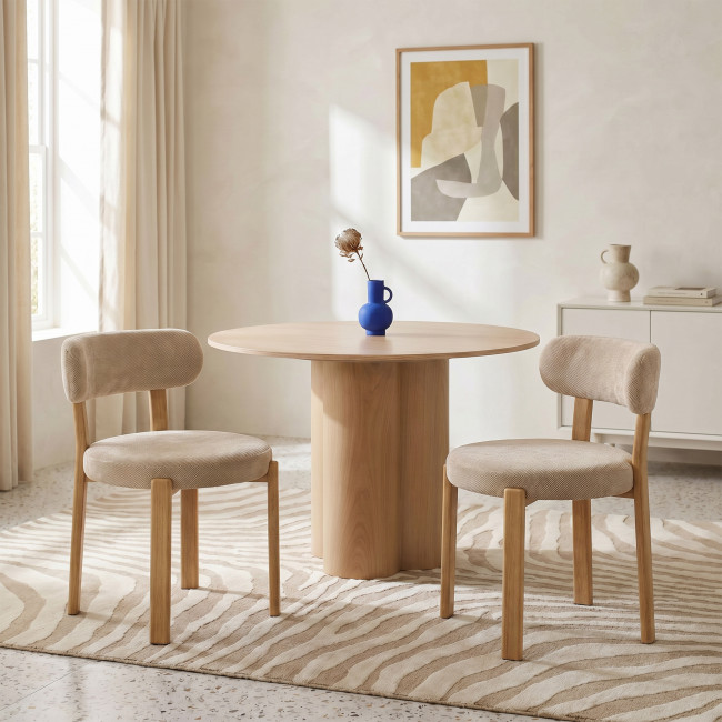 Izzy - Lot de 2 chaises en tissu piètement effet bois clair