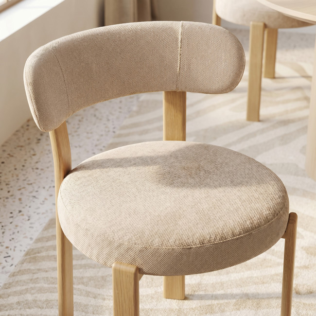 Izzy - Lot de 2 chaises en tissu piètement effet bois clair