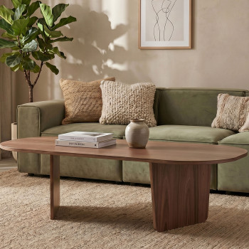 Soma - Table basse ovale en bois 130x65cm