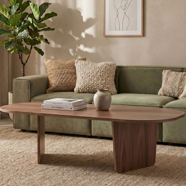 Soma - Table basse ovale en bois 130x65cm
