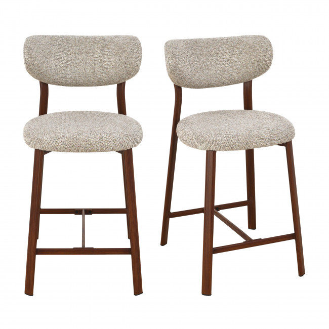 Lunara - Lot de 2 chaises de bar en tissu piètement effet foncé bois H65cm