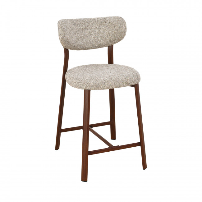 Lunara - Lot de 2 chaises de bar en tissu piètement effet foncé bois H65cm