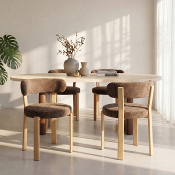 Izzy - Lot de 2 chaises en tissu piètement effet bois clair