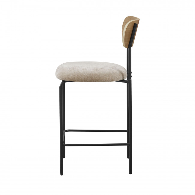 Jess - Lot de 2 chaises de bar bois clair tissu et métal H65cm