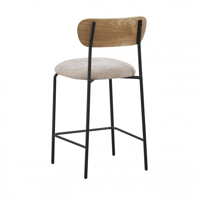 Jess - Lot de 2 chaises de bar bois clair tissu et métal H65cm