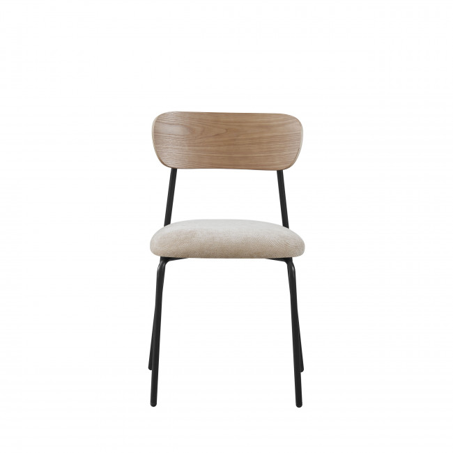 Jess - Lot de 2 chaises en bois clair, tissu et métal 