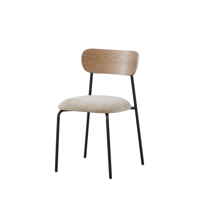 Jess - Lot de 2 chaises en bois clair, tissu et métal 