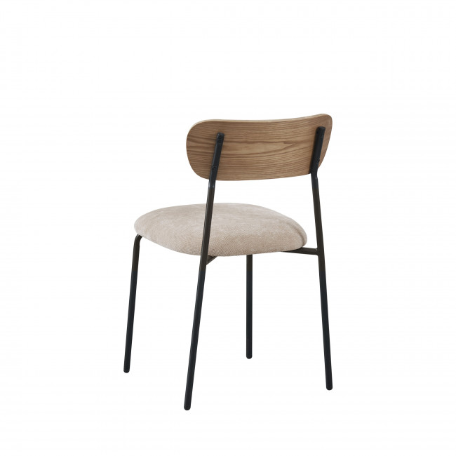 Jess - Lot de 2 chaises en bois clair, tissu et métal 