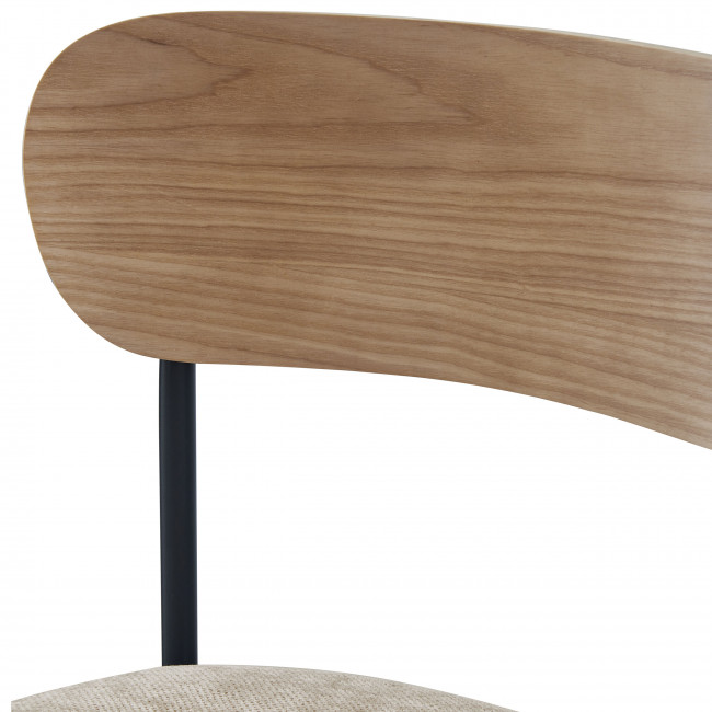 Jess - Lot de 2 chaises en bois clair, tissu et métal 