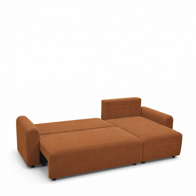 Pol - Canapé d'angle convertible réversible 4 places en velours côtelé
