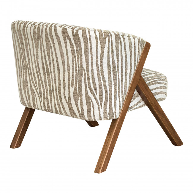 Malou - Fauteuil en tissu et bois imprimé zèbre