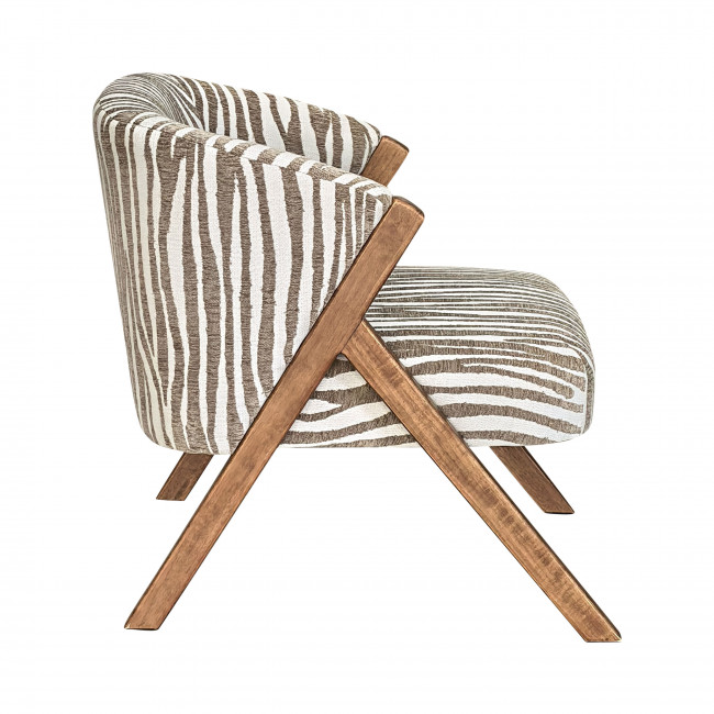 Malou - Fauteuil en tissu et bois imprimé zèbre
