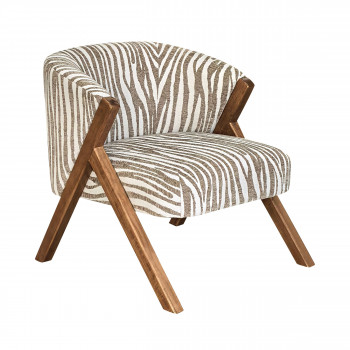 Malou - Fauteuil en tissu et bois imprimé zèbre