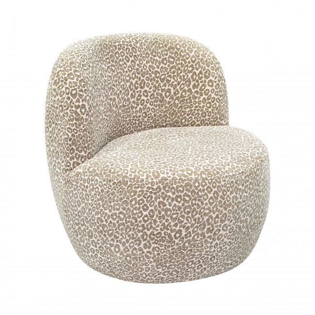 Mo - Fauteuil rond en tissu imprimé léopard