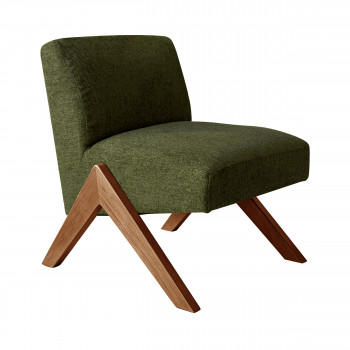 Vinto - Fauteuil en tissu pieds bois