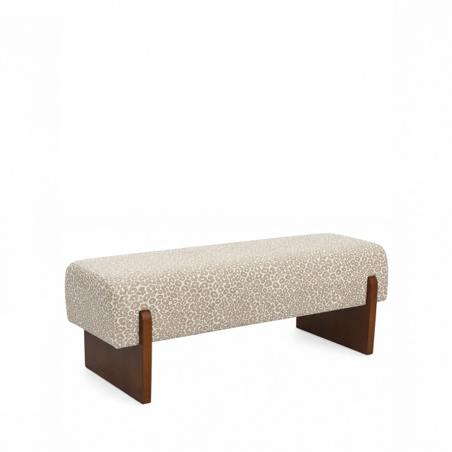 Sally - Banc en tissu imprimé léopard et bois