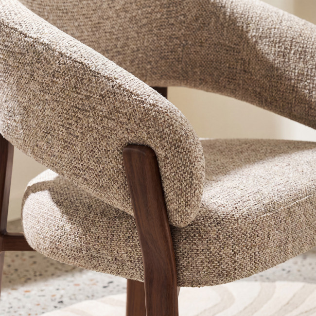 Embo - Lot de 2 fauteuils de table en tissu piètement effet bois foncé