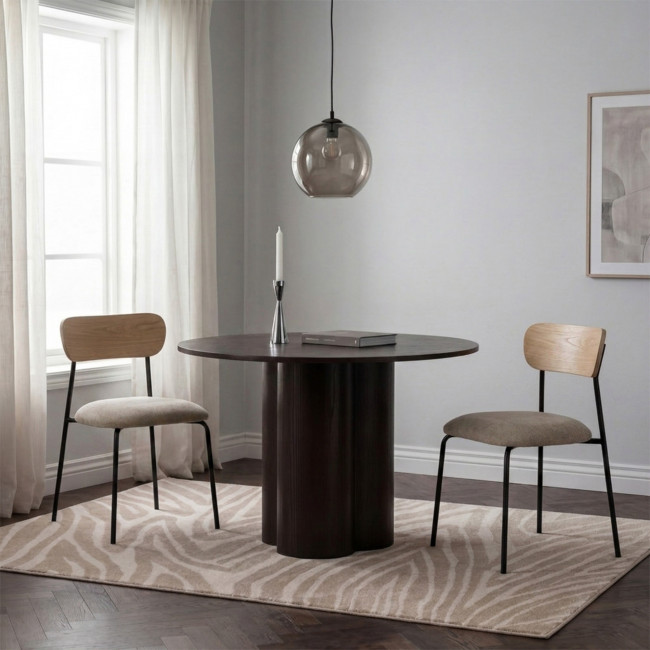 Jess - Lot de 2 chaises en bois clair, tissu et métal 