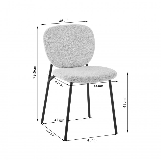 Dalby - Lot de 2 chaises en tissu et métal 