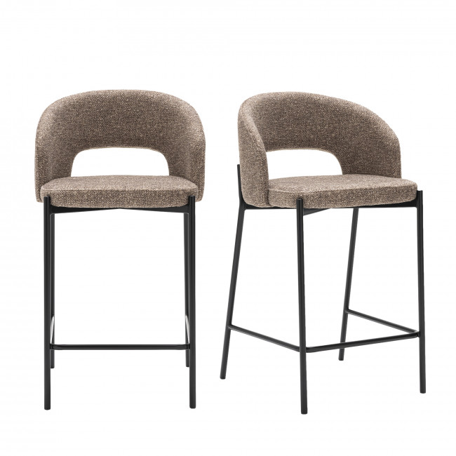 Soren - Lot de 2 chaises de bar en tissu et métal H65cm