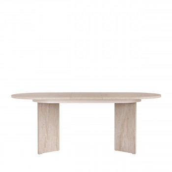 Sam - Table à manger extensible 6 à 8 personnes effet travertin 160-200x75cm