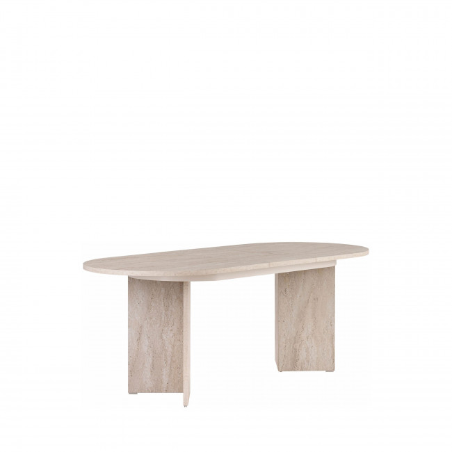 Sam - Table à manger extensible 6 à 8 personnes effet travertin 160-200x75cm