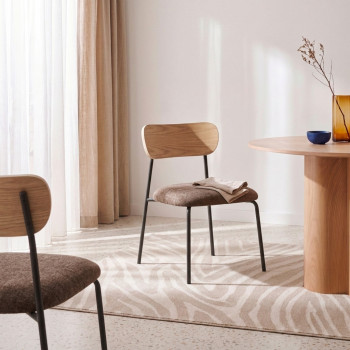 Jess - Lot de 2 chaises en bois clair, tissu et métal 