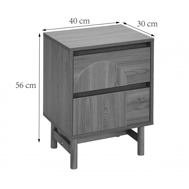 Abby - Table de chevet 2 tiroirs en bois