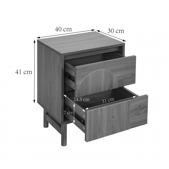 Abby - Table de chevet 2 tiroirs en bois