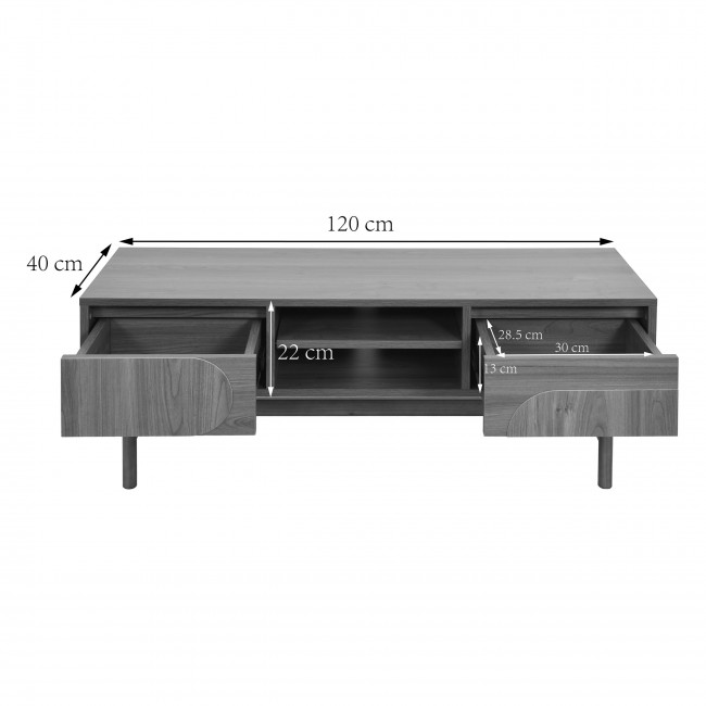 Abby - Meuble TV 2 tiroirs en bois L120cm