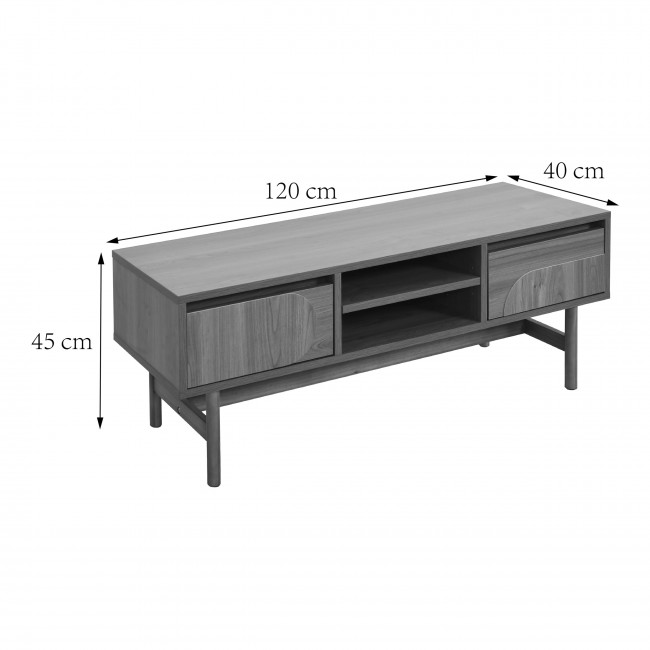 Abby - Meuble TV 2 tiroirs en bois L120cm