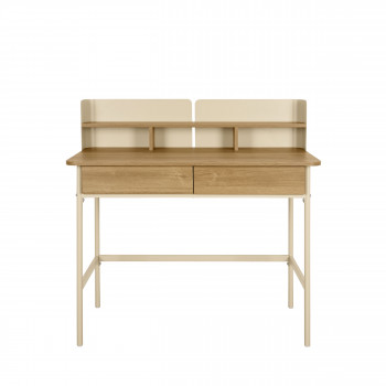 Copa - Bureau 2 tiroirs en bois et métal L100cm