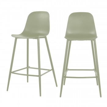 Portland - Lot de 4 tabourets de bar intérieur et extérieur en plastique et métal H65cm