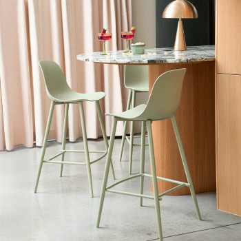 Portland - Lot de 4 tabourets de bar intérieur et extérieur en plastique et métal H65cm