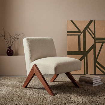 Vinto - Fauteuil en tissu pieds bois