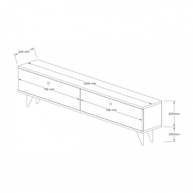 Yara - Meuble TV 2 portes plateau effet travertin et bois L160cm