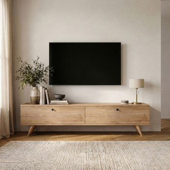 Yara - Meuble TV 2 portes en bois L140cm