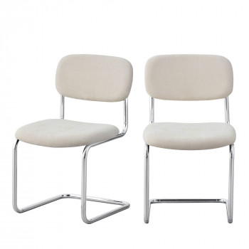 Marcel - Lot de 2 chaises en tissu pieds chrome 