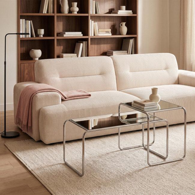 Rika - Table basse en miroir pieds chrome L80cm