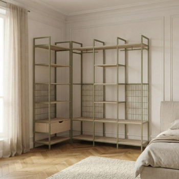 Aqaba - Kit dressing modulable en métal et bois L60xH179,5cm 