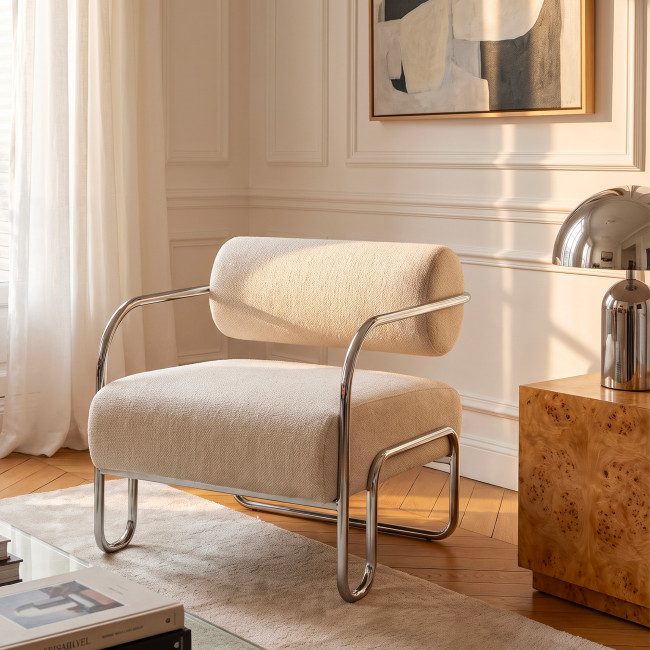 Emil - Fauteuil en tissu pieds chrome
