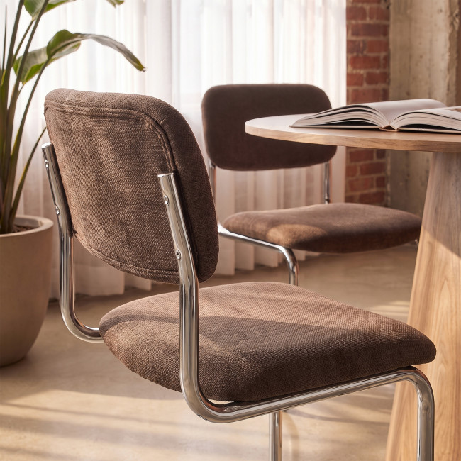Marcel - Lot de 2 chaises en tissu pieds chrome 