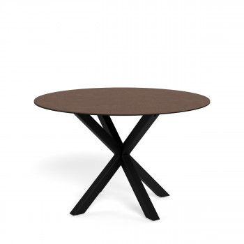 Eurame - Table à manger ronde 4 places en céramique et métal ø119cm