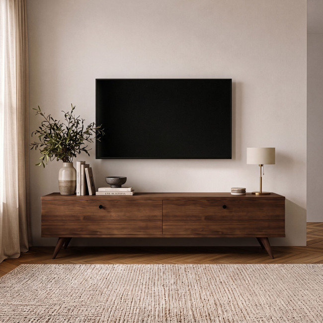 Yara - Meuble TV 2 portes en bois L140cm