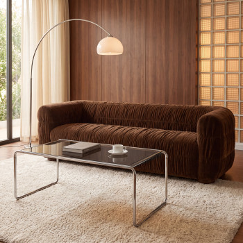 Rika - Table basse en verre pieds chrome L110cm