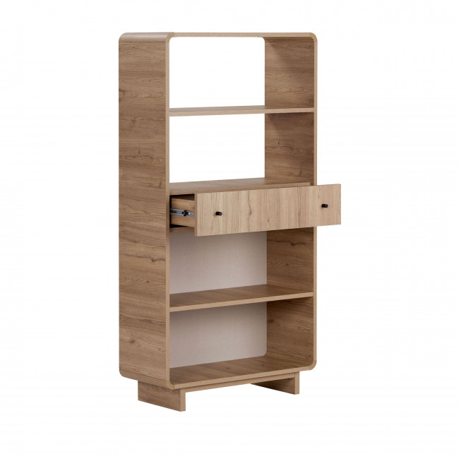 Dima - Étagère 1 tiroir aux bords arrondis en bois H153cm