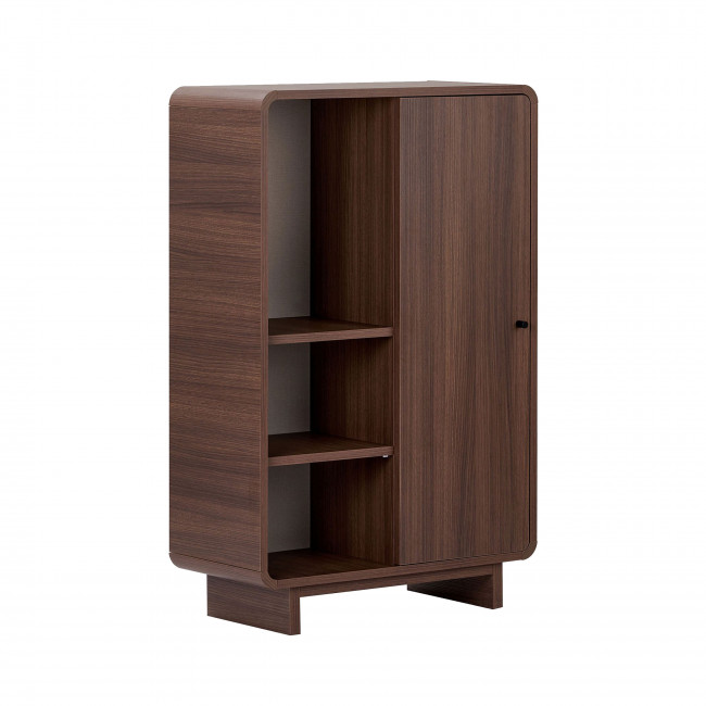 Dima - Buffet haut 1 porte aux bords arrondis en bois H110cm