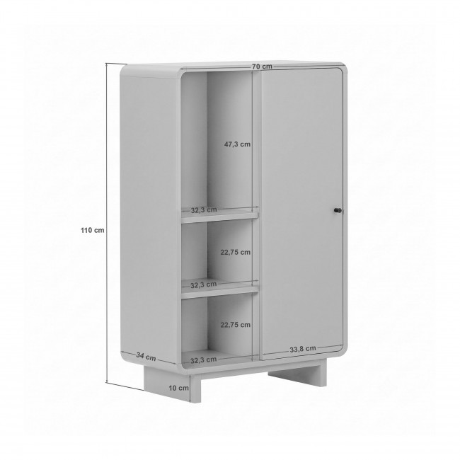 Dima - Buffet haut 1 porte aux bords arrondis en bois H110cm