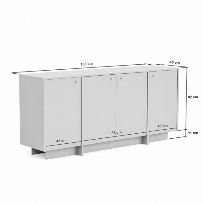 Hopa - Buffet 4 portes en bois L180cm